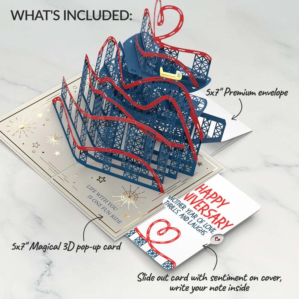 Love Rollercoaster Pop-Up Card and Anniversary Sentiment Set - Image 2