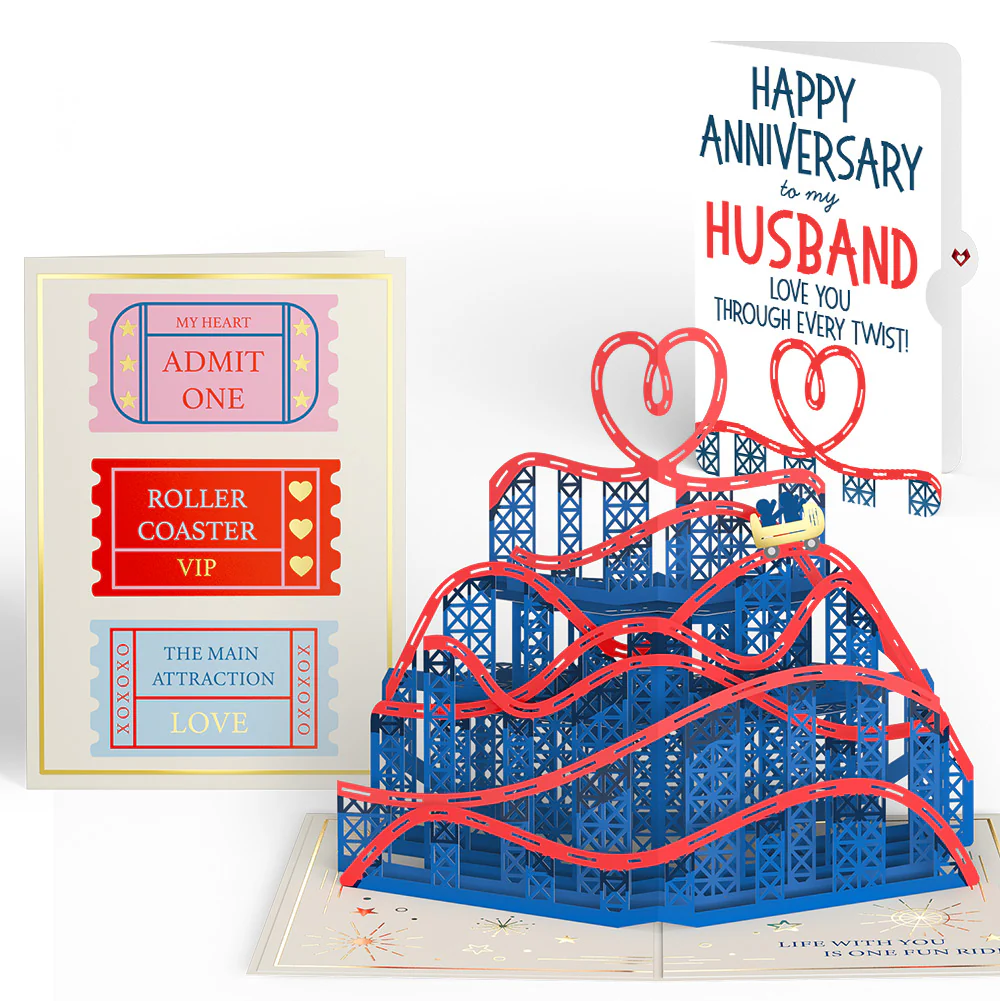 Love Rollercoaster Pop-Up Card and Anniversary Sentiment Set for Husband