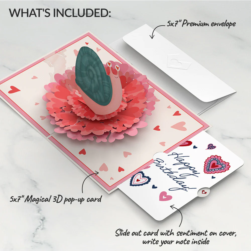 Love You Slow Much Snail Birthday Pop-Up Card and Sentiment Set - Image 2