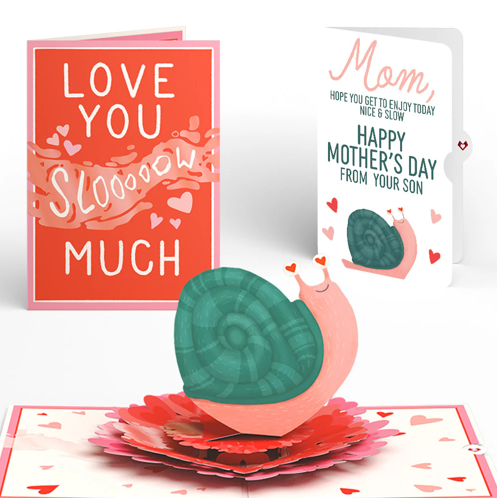 Love You Slow Much Snail Mother’s Day Pop-Up Card and Blushing Snail from Your Son Sentiment Set for Mom