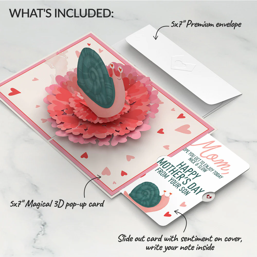 Love You Slow Much Snail Mother’s Day Pop-Up Card and Blushing Snail from Your Son Sentiment Set for Mom - Image 2