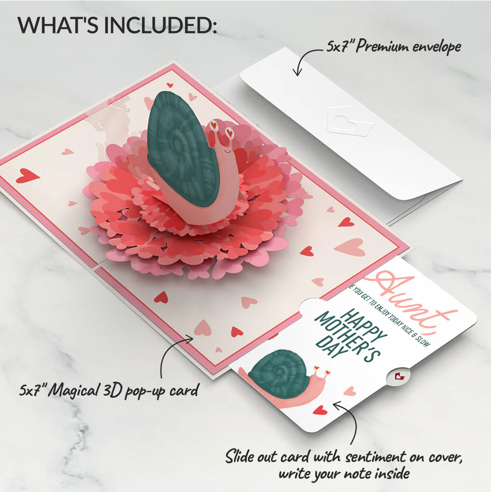 Love You Slow Much Snail Mother’s Day Pop-Up Card and Sentiment Set for Aunt - Image 2