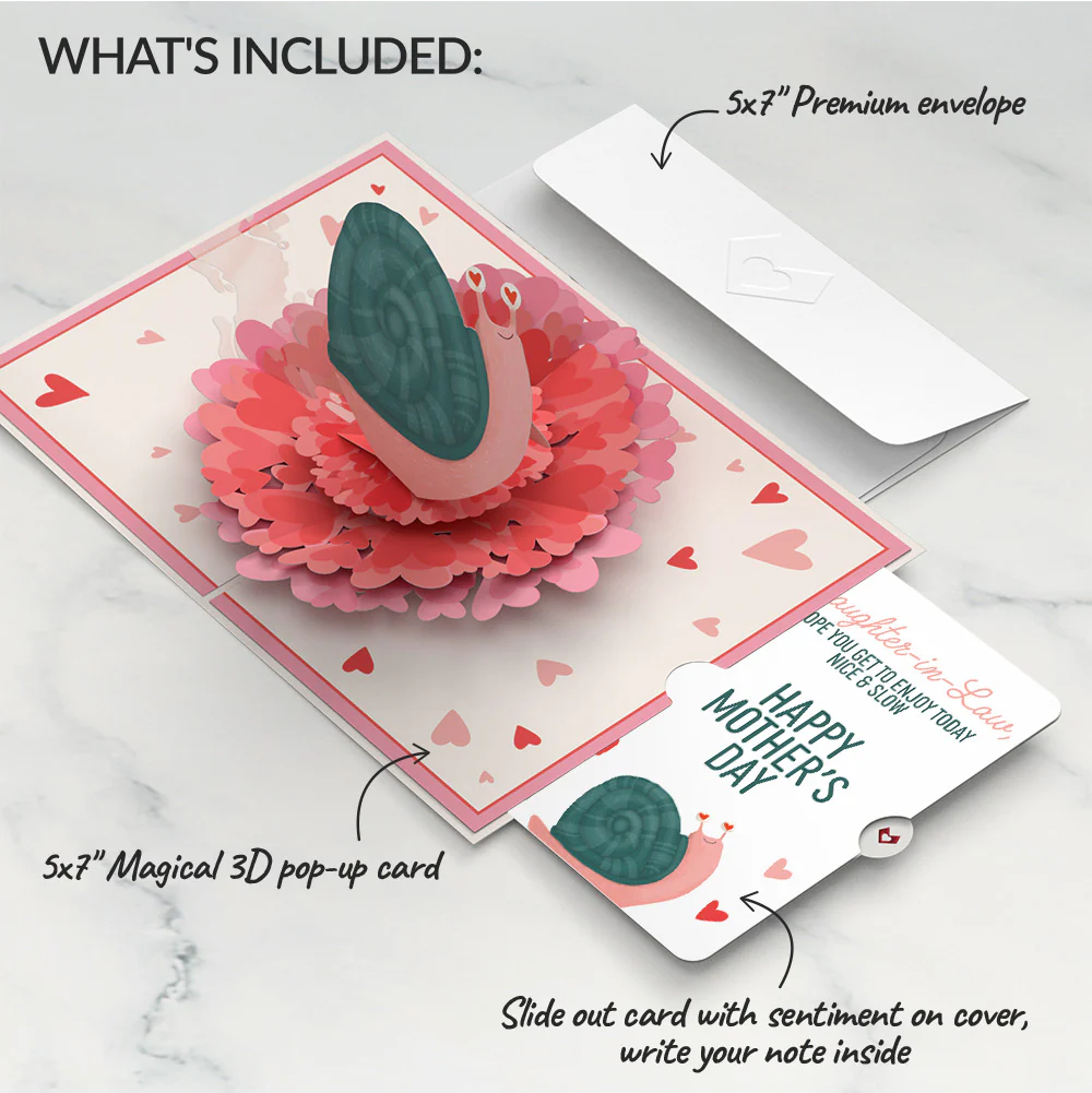 Love You Slow Much Snail Mother’s Day Pop-Up Card and Sentiment Set for Daughter-in-law - Image 2