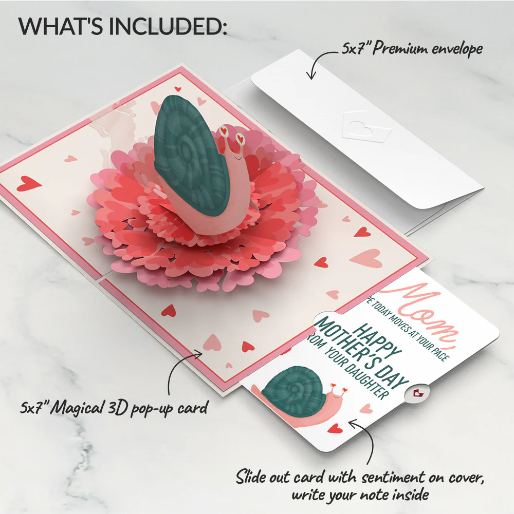 Love You Slow Much Snail Mother’s Day Pop-Up Card and Sentiment Set for Mom - Image 2