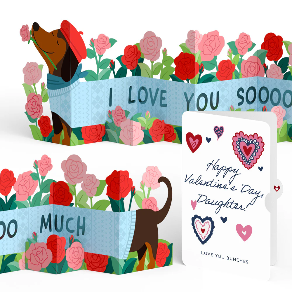 Love You So Much Dog Valentine Loooooong Card™ (Expands to 2 feet) and Sentiment Set for Daughter