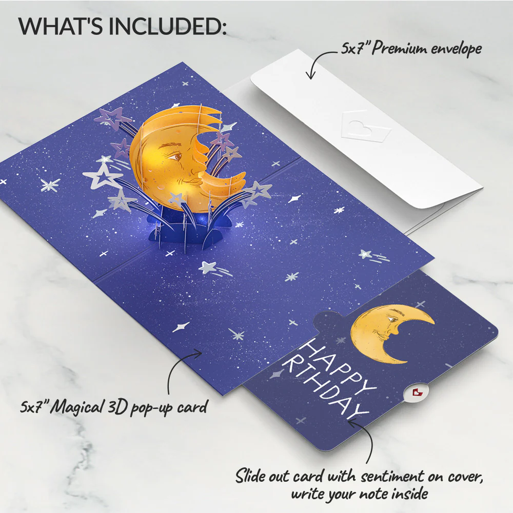 Love You to the Moon and Back Birthday Light-Up Pop-Up Card and Sentiment Set - Image 2
