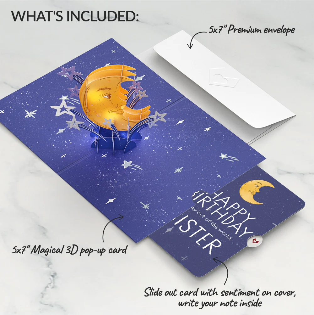 Love You to the Moon and Back Birthday Light-Up Pop-Up Card and Sentiment Set for Sister - Image 2