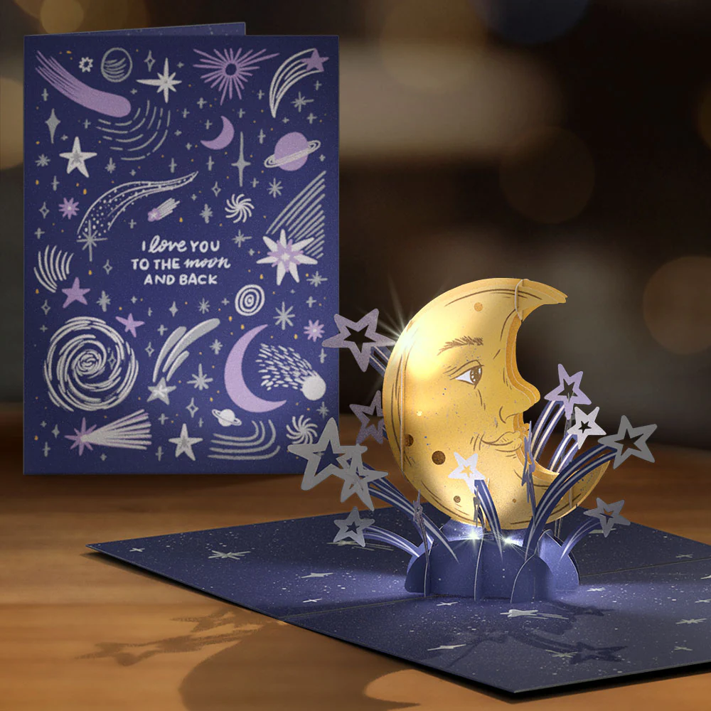 Love You to the Moon and Back Light-Up Pop-Up Card & Bouquet Bundle - Image 2