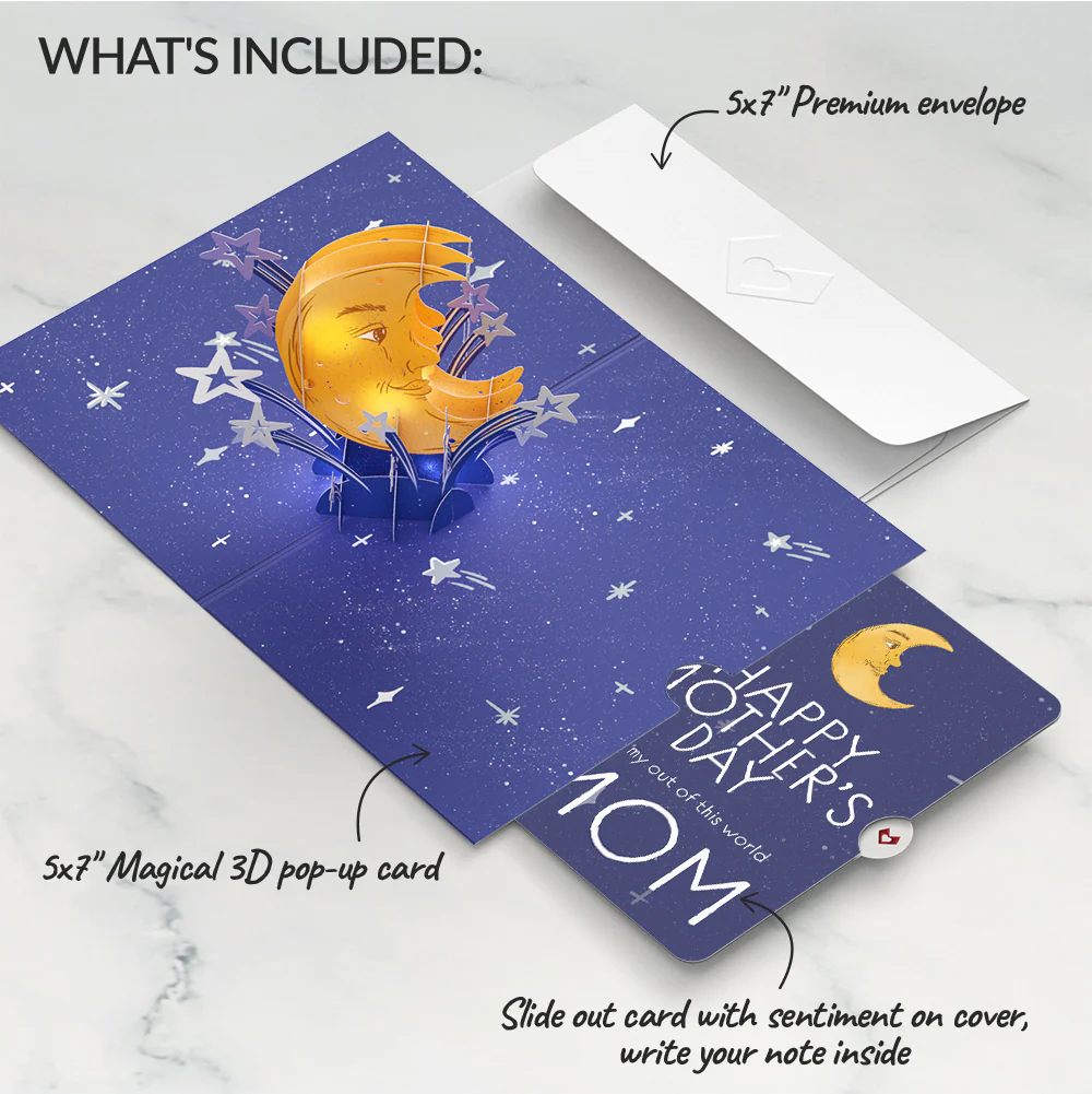 Love You to the Moon and Back Mother’s Day Light-Up Pop-Up Card and Sentiment Set for Mom - Image 2