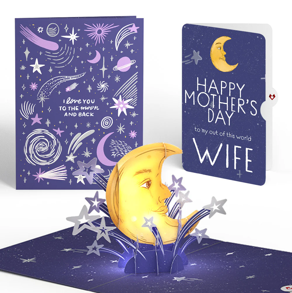 Love You to the Moon and Back Mother’s Day Light-Up Pop-Up Card and Sentiment Set for Wife