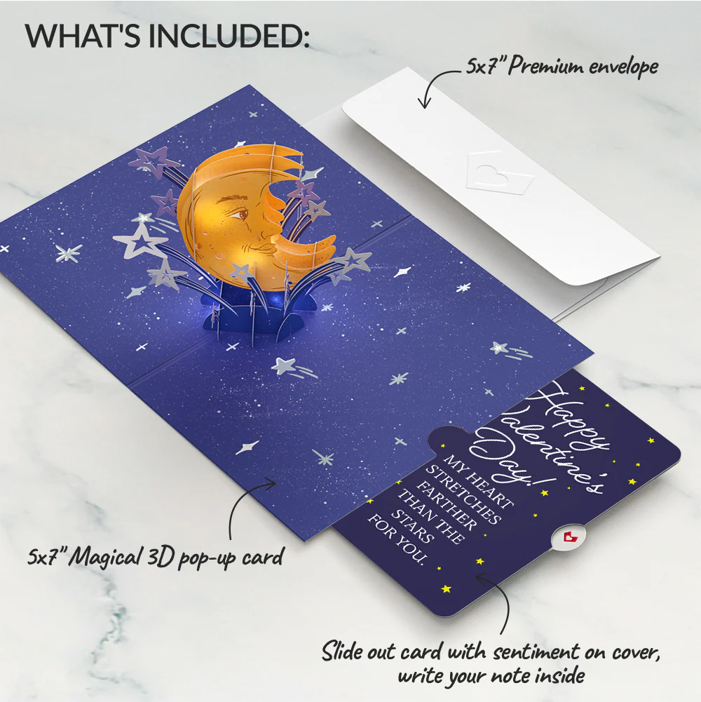 Love You to the Moon and Back Valentine Light-Up Pop-Up Card and Sentiment Set - Image 2