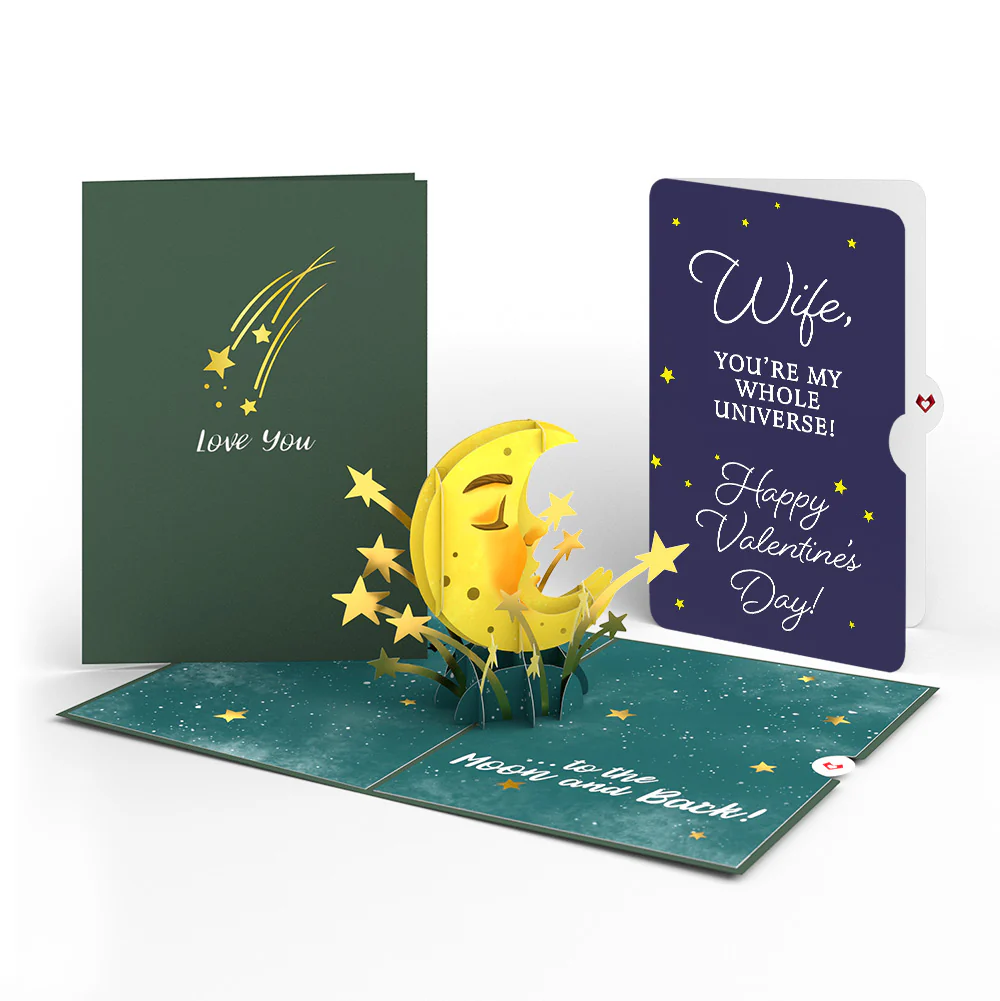 Love You to the Moon and Back Valentine Pop-Up Card and Sentiment Set for Wife