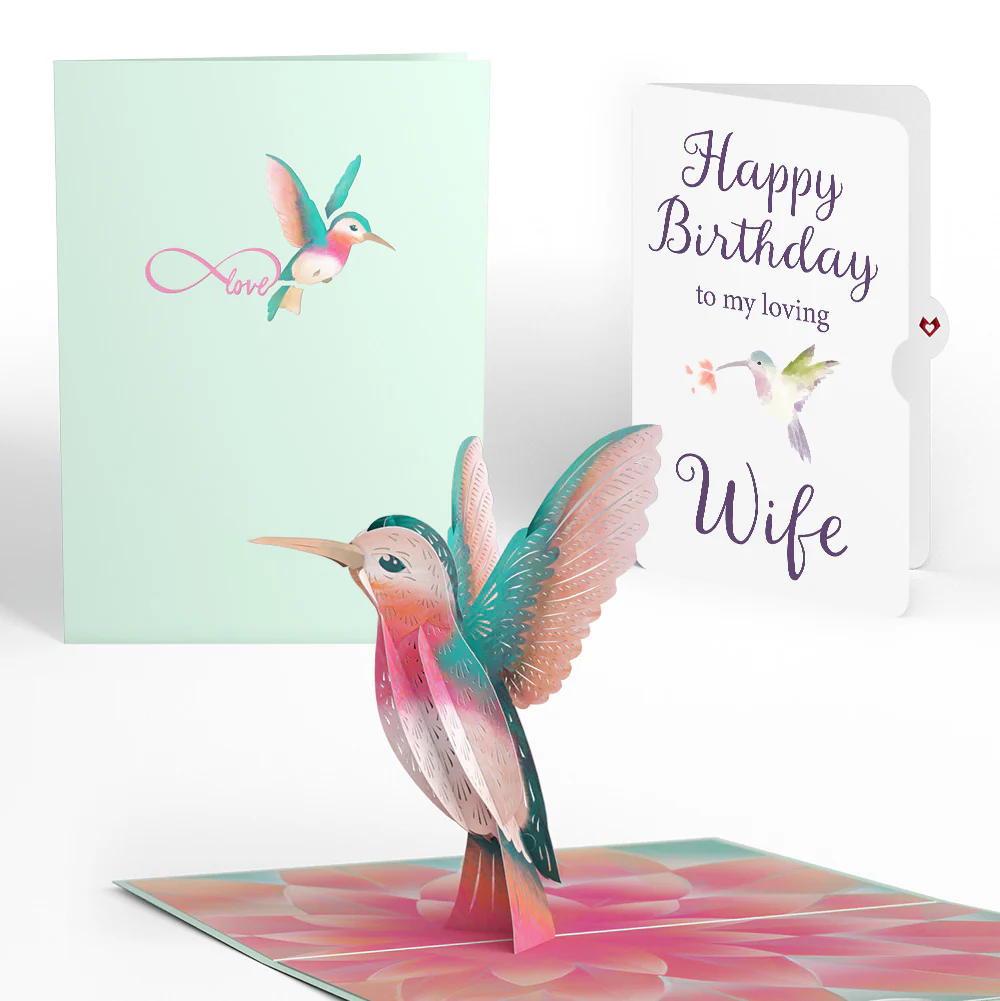 Lovely Hummingbird Birthday Pop-Up Card and Sentiment Set for Wife