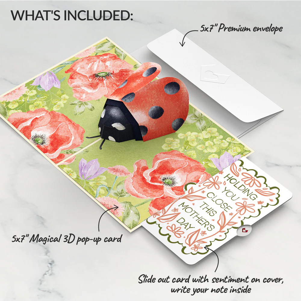 Lovely Ladybug Mother’s Day Pop-Up Card and Vintage Blossom Sentiment Set for Mom - Image 2