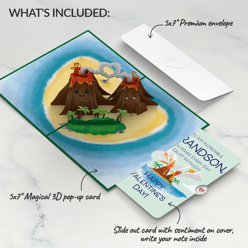 I Lava You Valentine Pop-Up Card and Sentiment Set for Grandson - Image 2