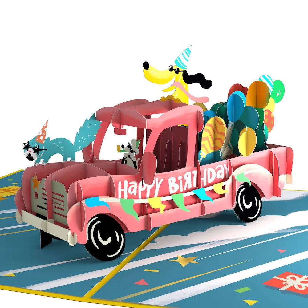 60th Birthday Truck Pop-Up Card and Sentiment Set - Image 3