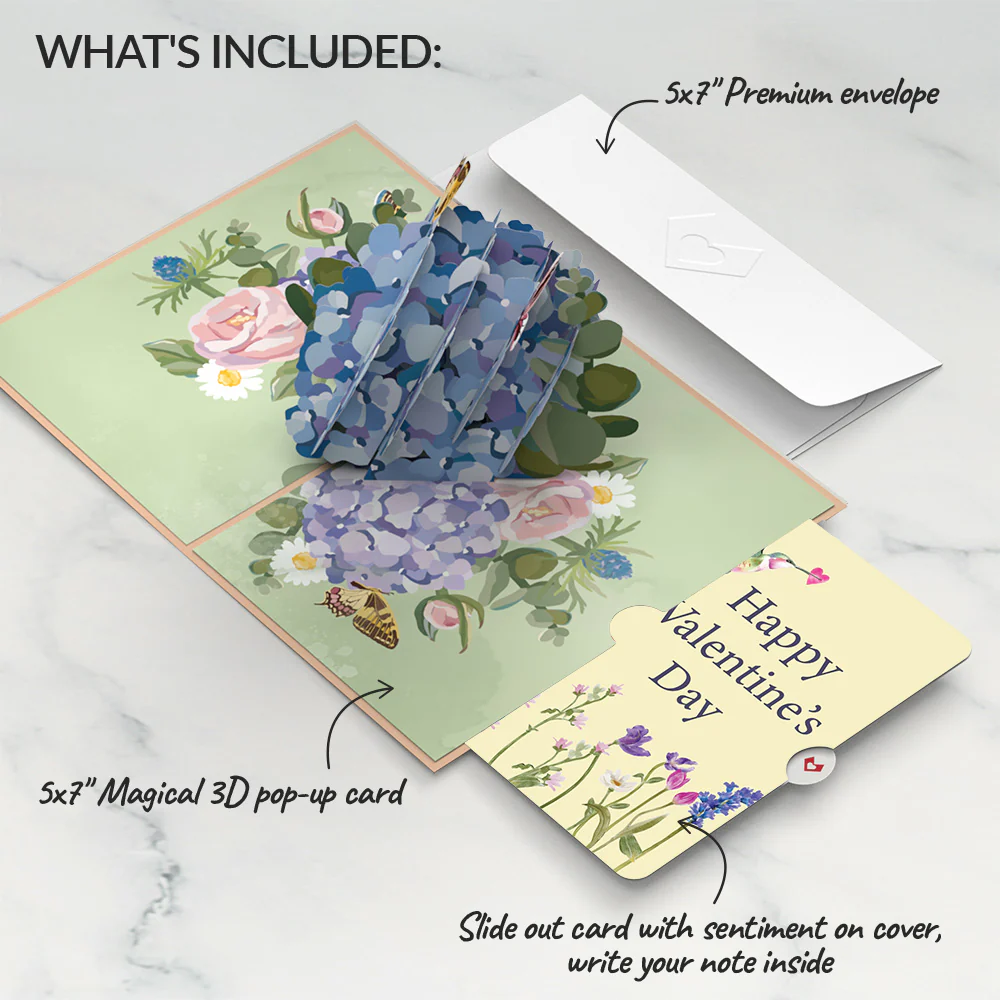 Hydrangea Butterflies Valentine Pop-Up Card and Sentiment Set - Image 2