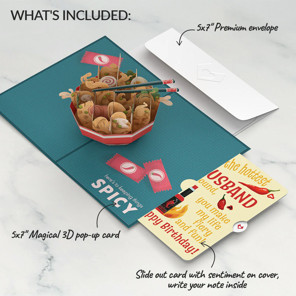 Send Noods Spicy Birthday Pop-Up Card and Sentiment Set for Husband - Image 2