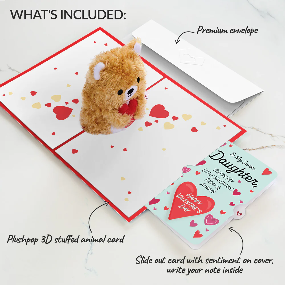 You're The Beary Best Valentine Plushpop Card and Sentiment Set for Daughter - Image 2