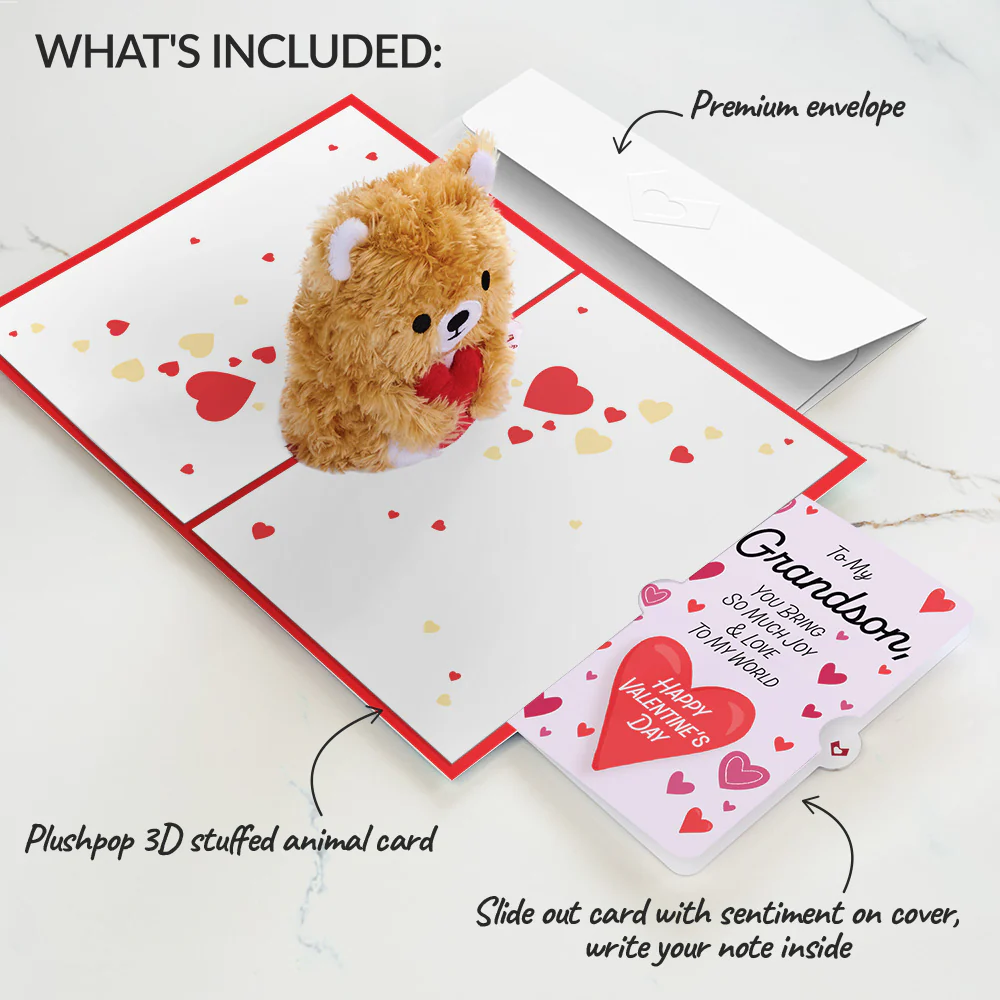 You're The Beary Best Valentine Plushpop Card and Sentiment Set for Grandson - Image 2
