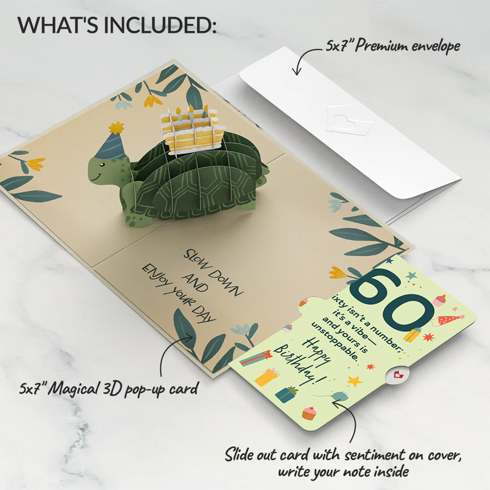Shell-ebrate 60th Birthday Turtle Pop-Up Card and Sentiment Set - Image 2