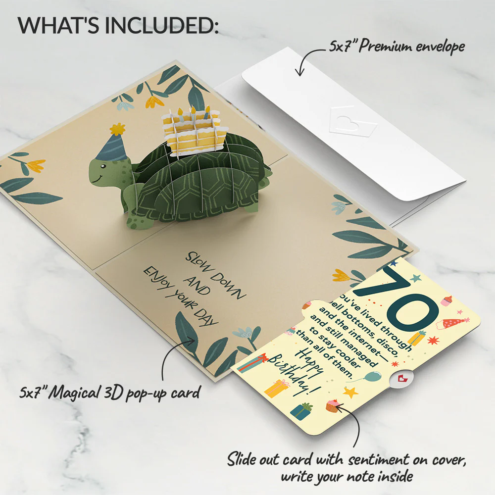 Shell-ebrate 70th Birthday Turtle Pop-Up Card and Sentiment Set - Image 2