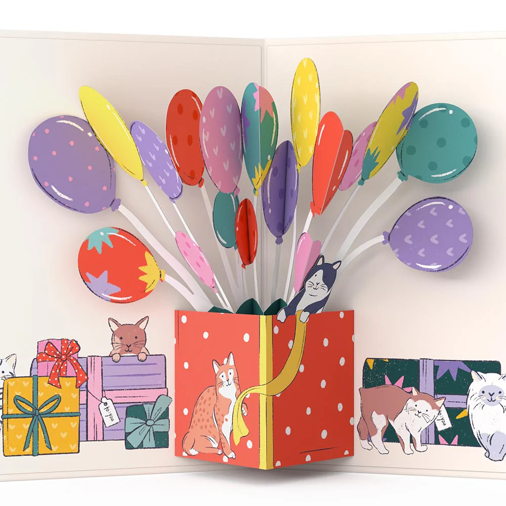 Curious Cats 18th Birthday Pop-Up Card and Sentiment Set - Image 3