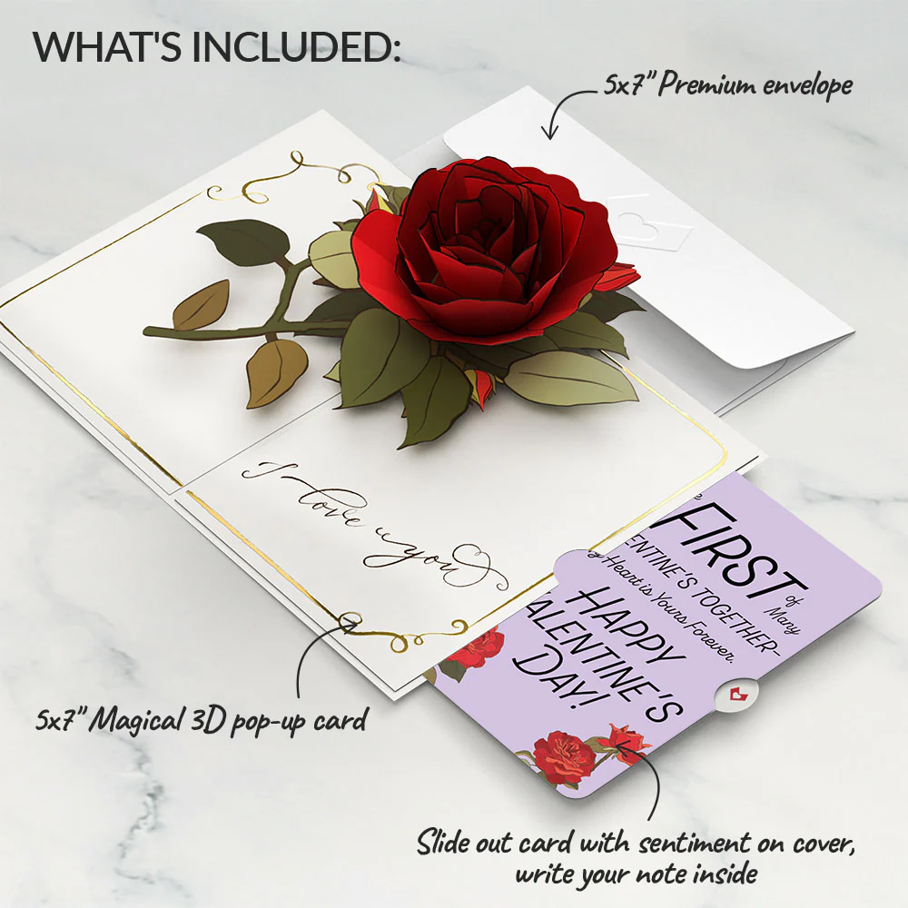 I Love You Roses My Heart Is Yours Forever Valentine Pop-Up Card and Sentiment Set - Image 2