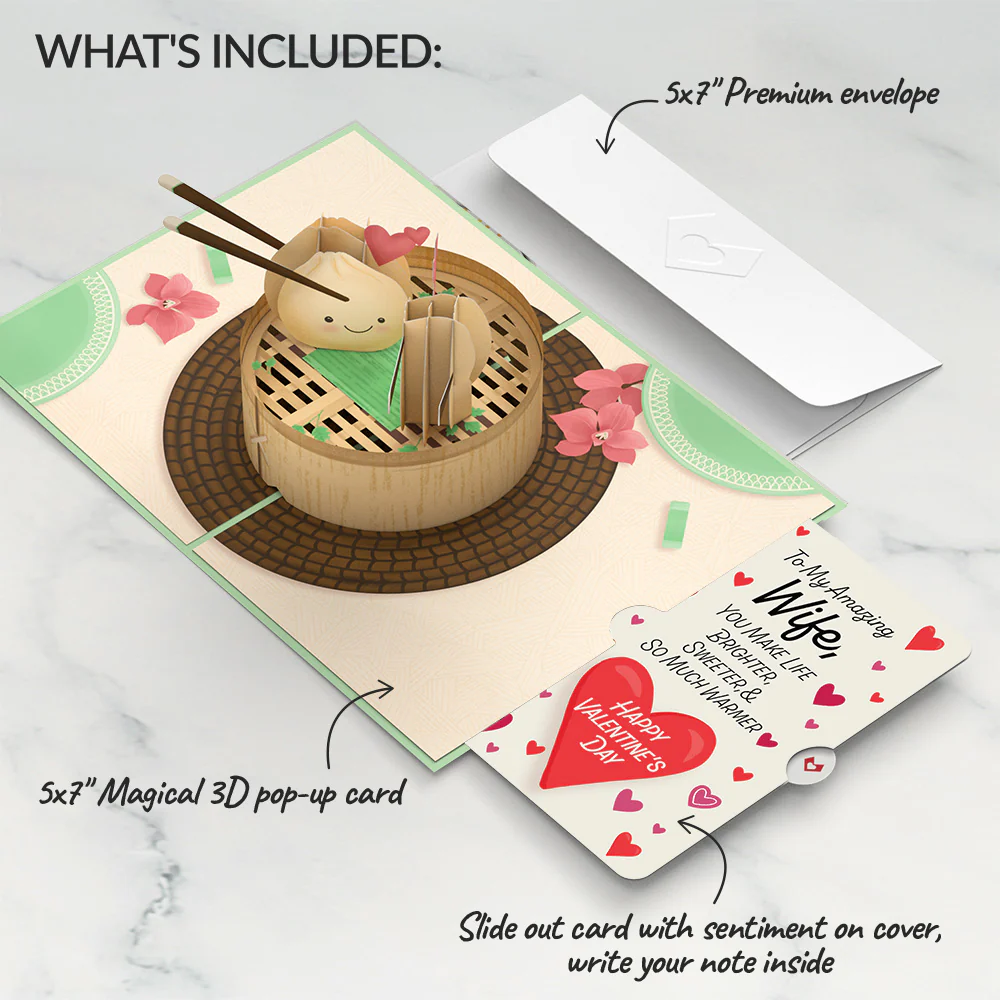 You're All That and Dim Sum Valentine Pop-Up Card and Sentiment Set for Wife - Image 2