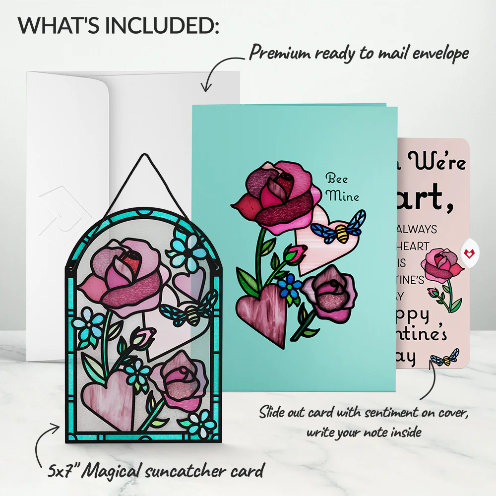 Bee Mine Suncatcher Though Apart Valentine Pop-Up Card and Sentiment Set - Image 2