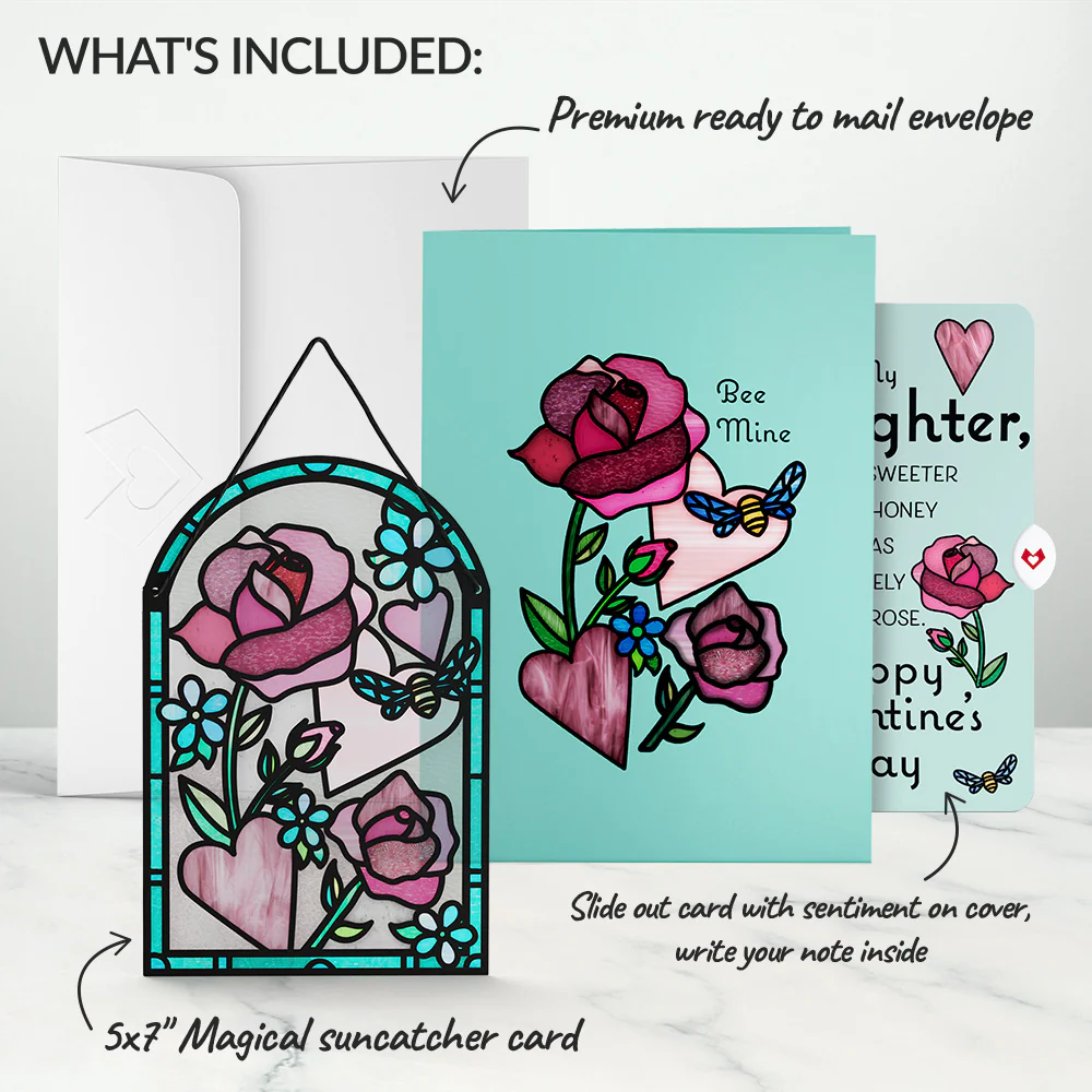 Bee Mine Suncatcher Valentine Pop-Up Card and Sentiment Set for Daughter - Image 2