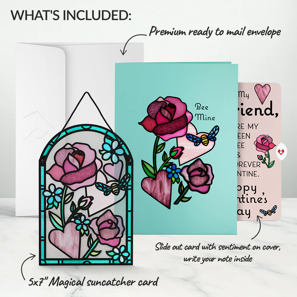 Bee Mine Suncatcher Valentine Pop-Up Card and Sentiment Set for Girlfriend - Image 2