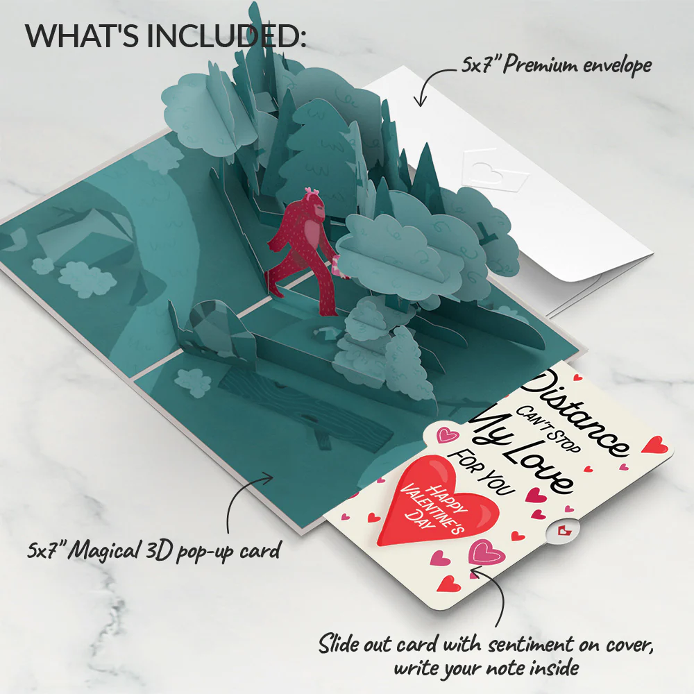 Searching for a Valentine Like You Bigfoot Distance Can't Stop My Love Pop-Up Card and Sentiment Set - Image 2