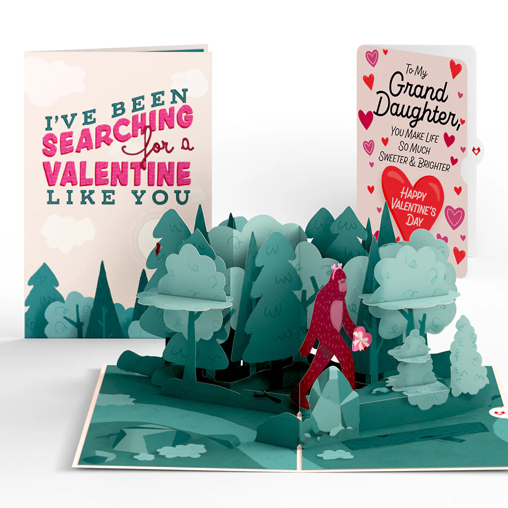 Searching for a Valentine Like You Bigfoot Valentine Pop-Up Card and Sentiment Set for Granddaughter