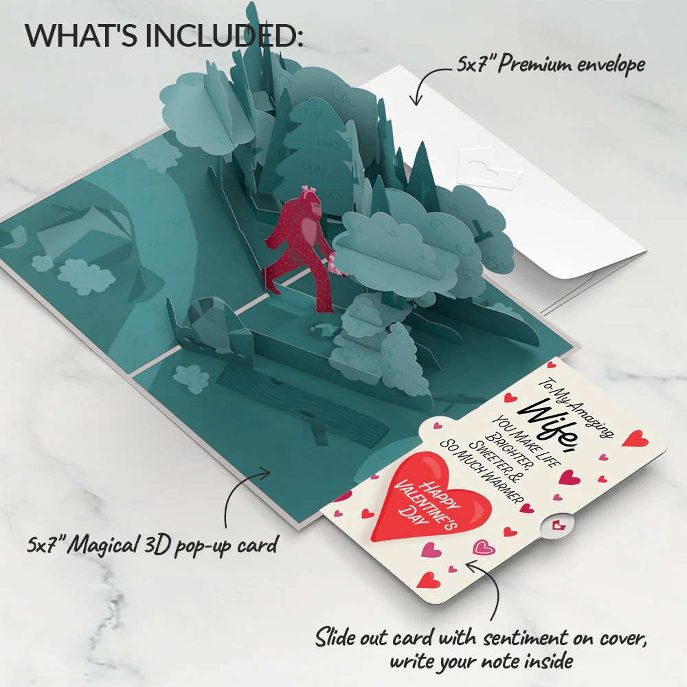 Searching for a Valentine Like You Bigfoot Valentine Pop-Up Card and Sentiment Set for Wife - Image 2