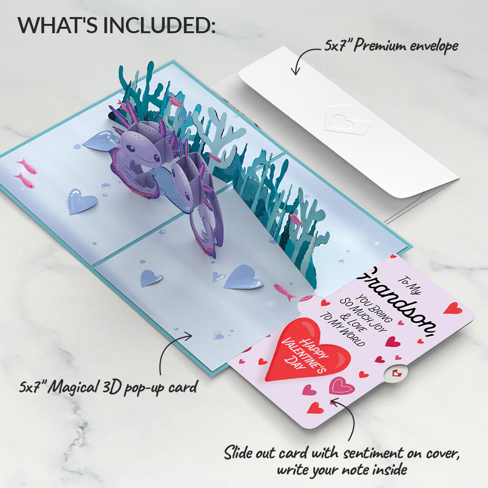 Love You A-Lotl Valentine Pop-Up Card and Sentiment Set for Grandson - Image 2