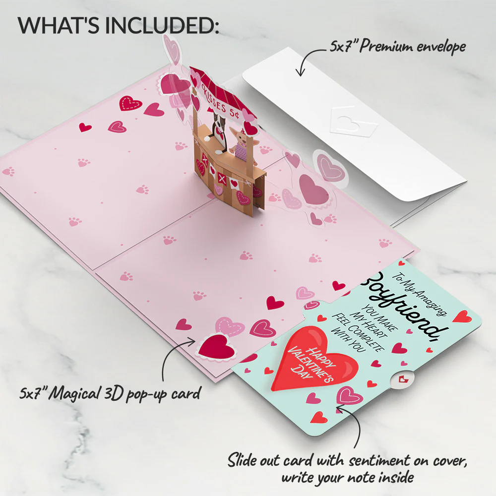 Love You Furever Dog Kisses Valentine Pop-Up Card and Sentiment Set for Boyfriend - Image 2