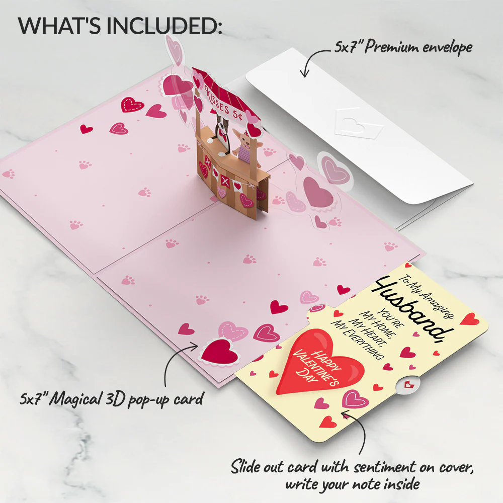 Love You Furever Dog Kisses Valentine Pop-Up Card and Sentiment Set for Husband - Image 2