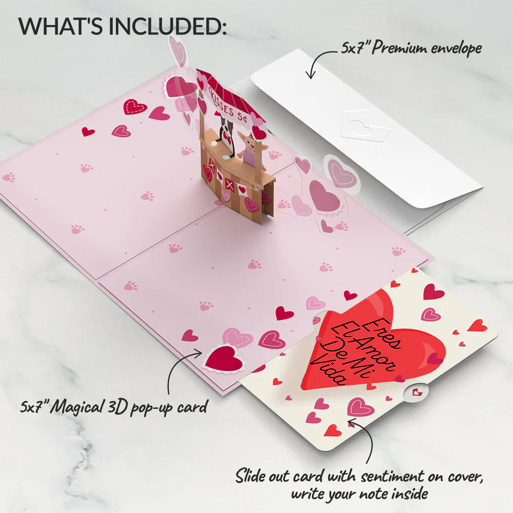 Love You Furever Dog Kisses Eres El Amor De Mi Vida Valentine Pop-Up Card and Sentiment Set - Image 2