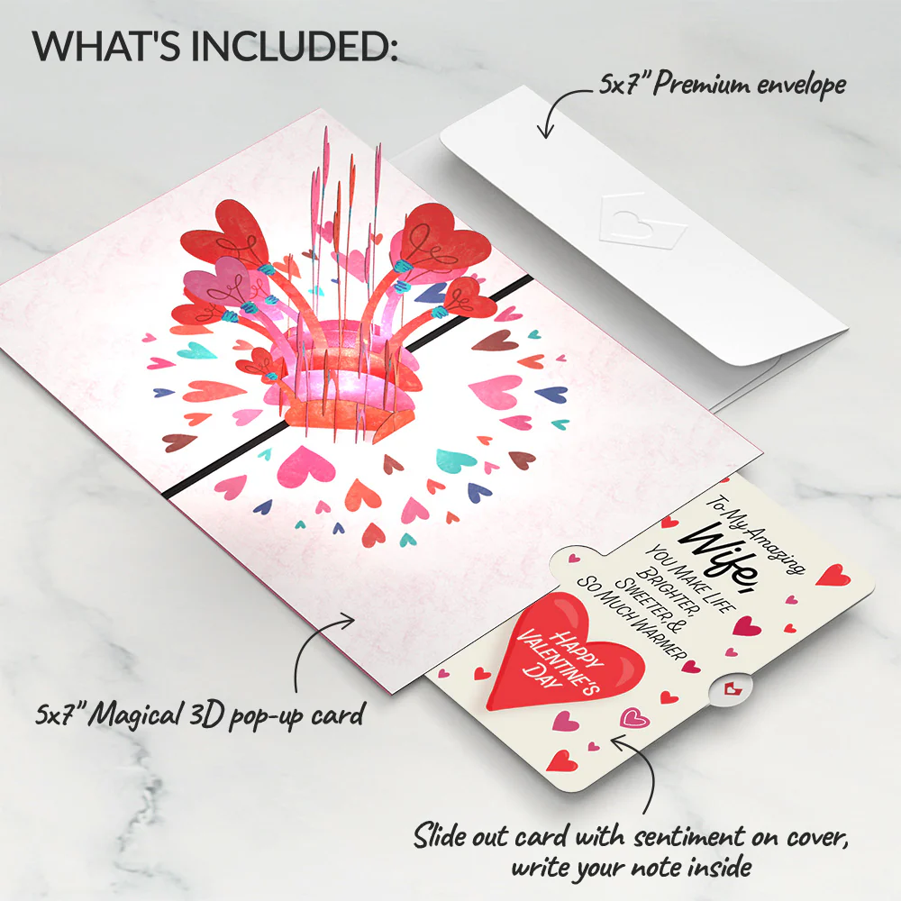 You Light Up My Life Valentine Light-Up Pop-Up Card and Sentiment Set for Wife - Image 2