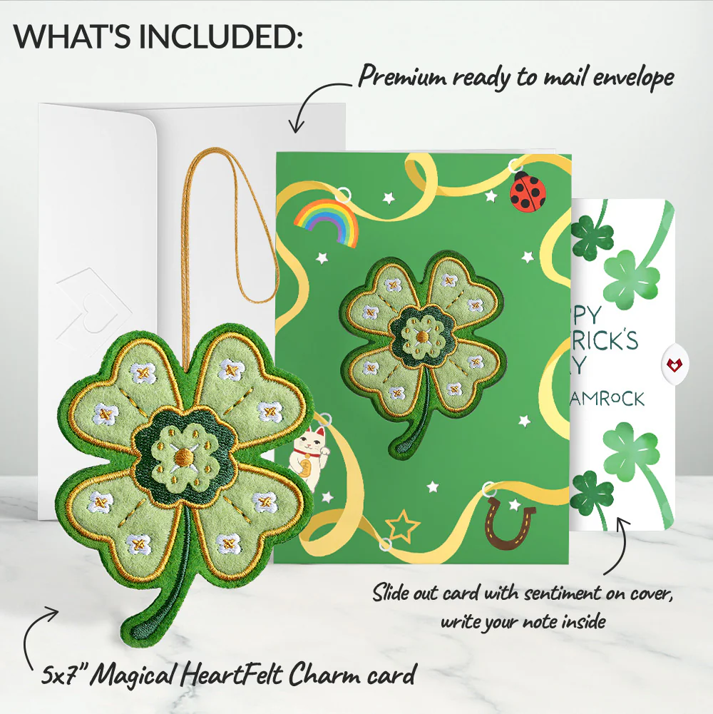 Lucky Clover St. Patrick’s Day Heartfelt Charm Card™ and Sentiment Set - Image 2