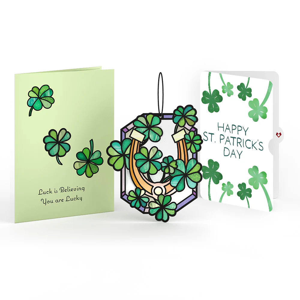 Lucky Shamrock St. Patrick’s Day Suncatcher Card and Shamrock Sprigs Sentiment Set