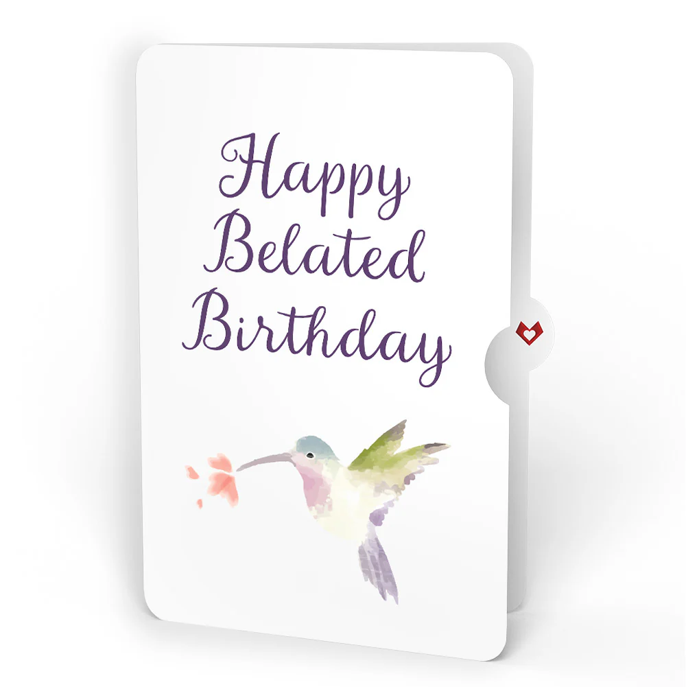 Lupine Hummingbird Belated Birthday Pop-Up Card and Sentiment Set - Image 4