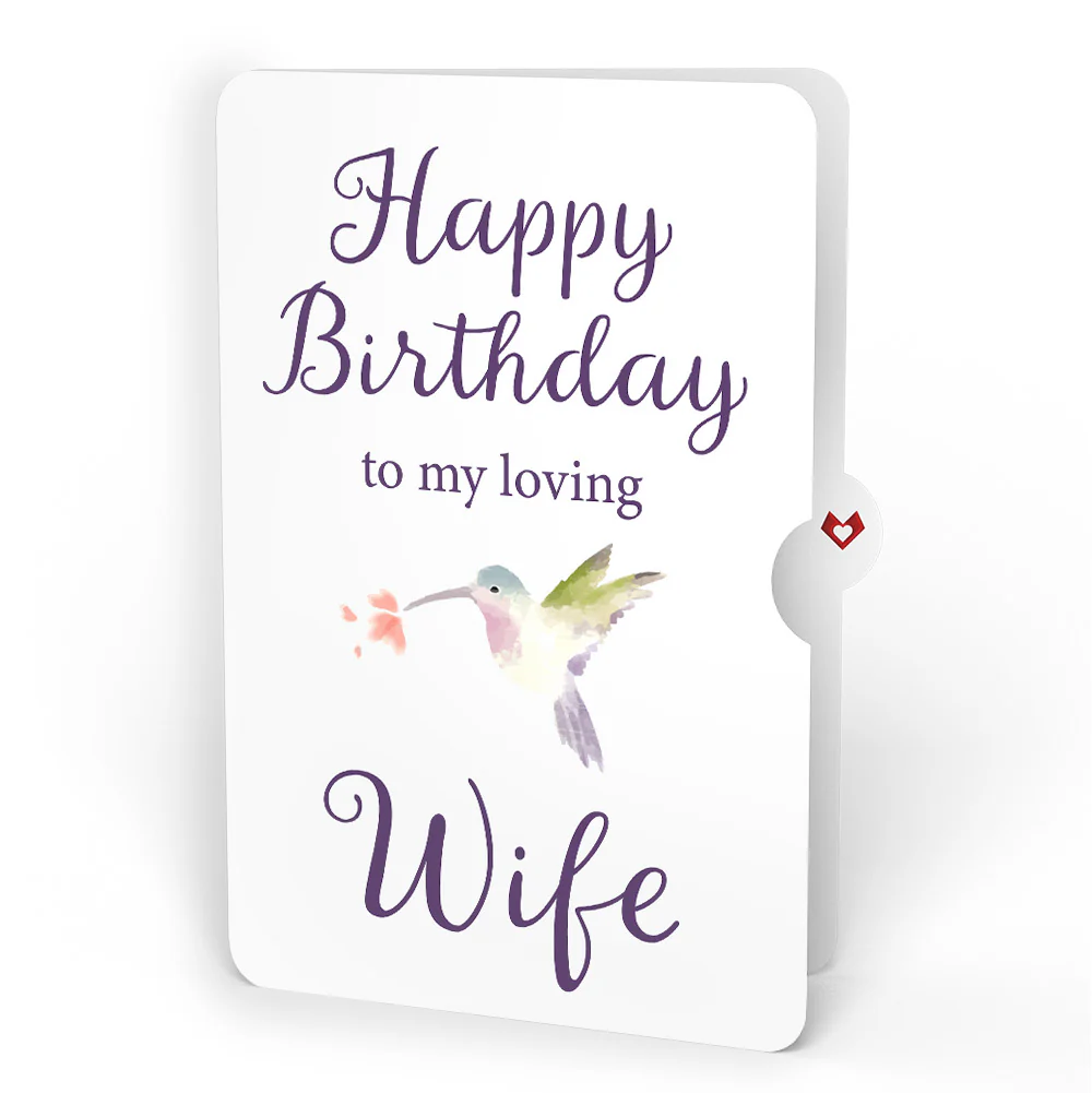 Lupine Hummingbird Birthday Pop-Up Card and Sentiment Set for Wife - Image 4