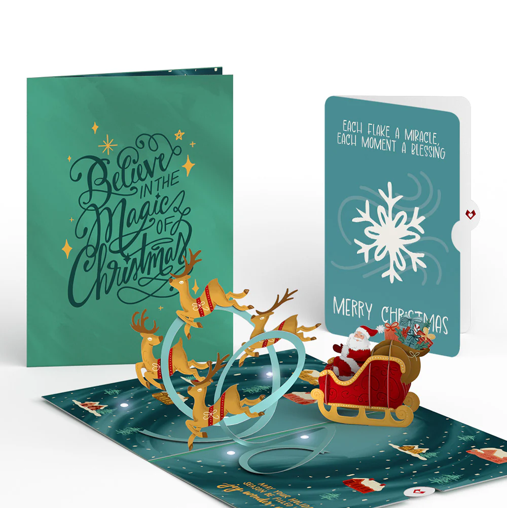 Magic of Christmas Santa's Sleigh Light-Up Pop-Up Card and Sentiment Set