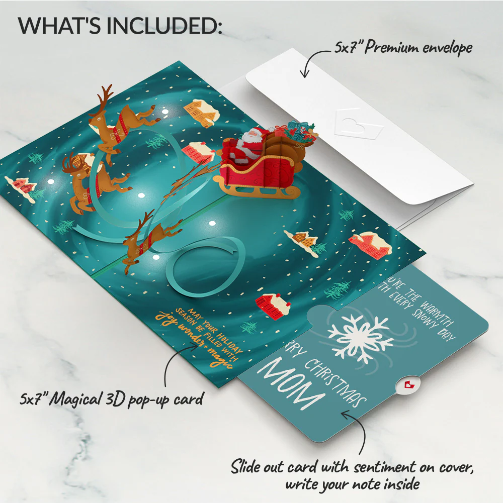 Magic of Christmas Santa's Sleigh Light-Up Pop-Up Card and Sentiment Set for Mom - Image 2