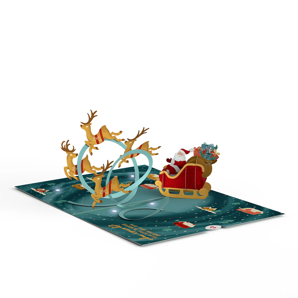 Magic of Christmas Santa's Sleigh Light-Up Pop-Up Card and Sentiment Set for Son - Image 3