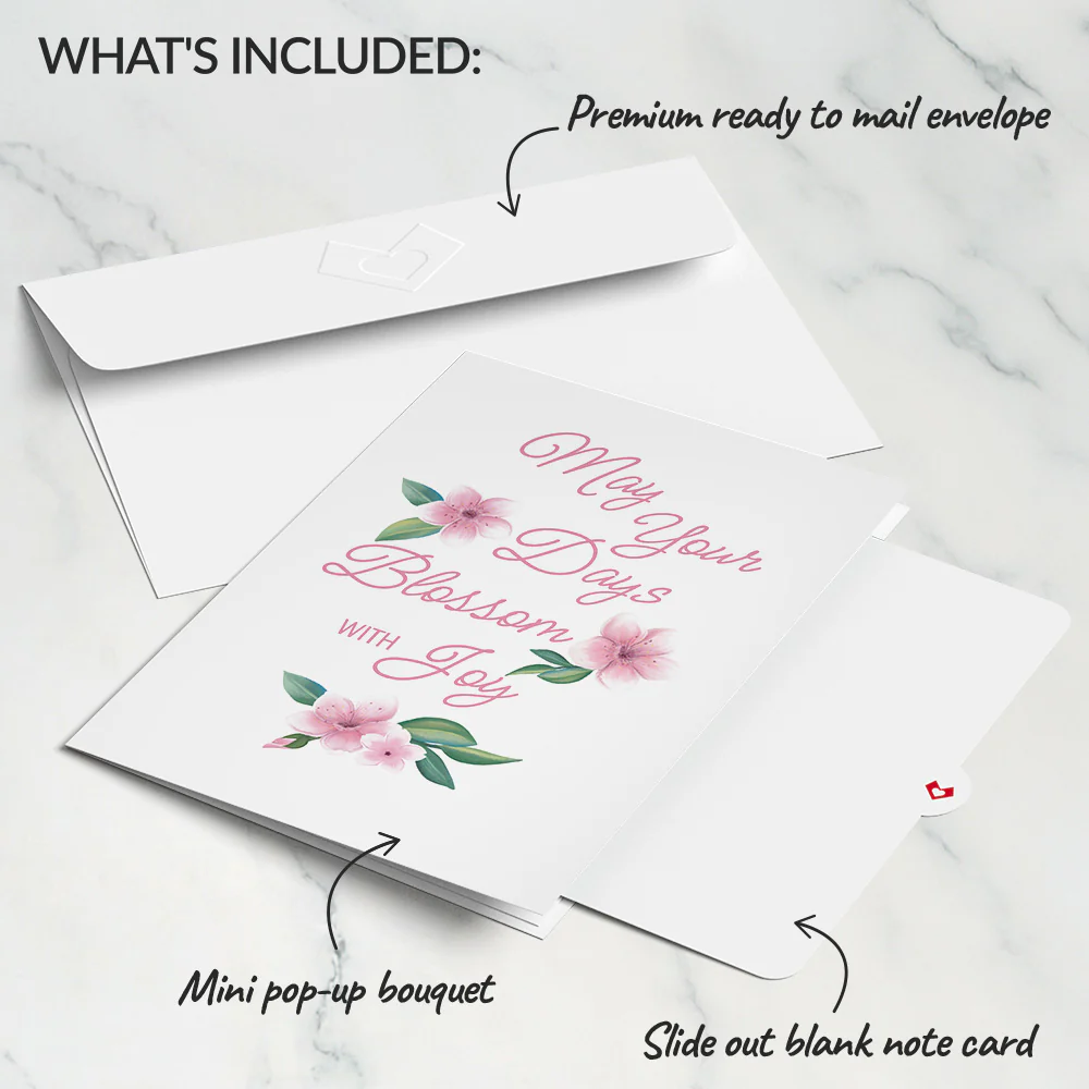 May Your Days Blossom with Joy Card with Mini Bouquet - Image 4