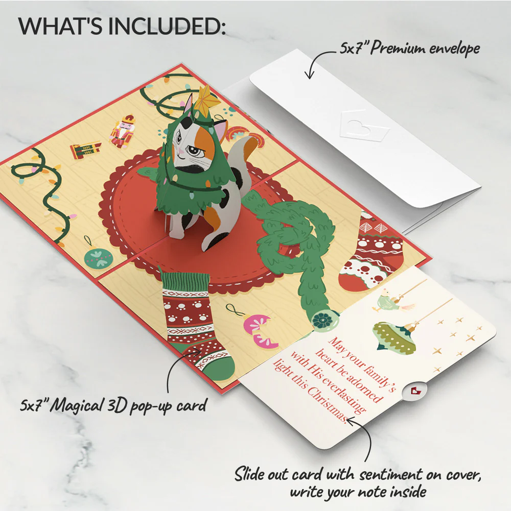 Meowy Cat-mess Christmas Pop-Up Card and Sentiment Set for Family - Image 2
