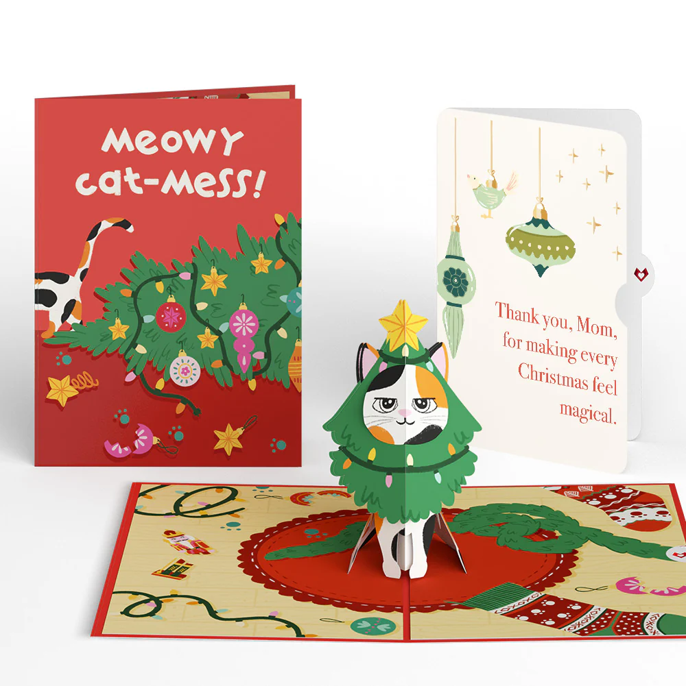 Meowy Cat-mess Christmas Pop-Up Card and Sentiment Set for Mom